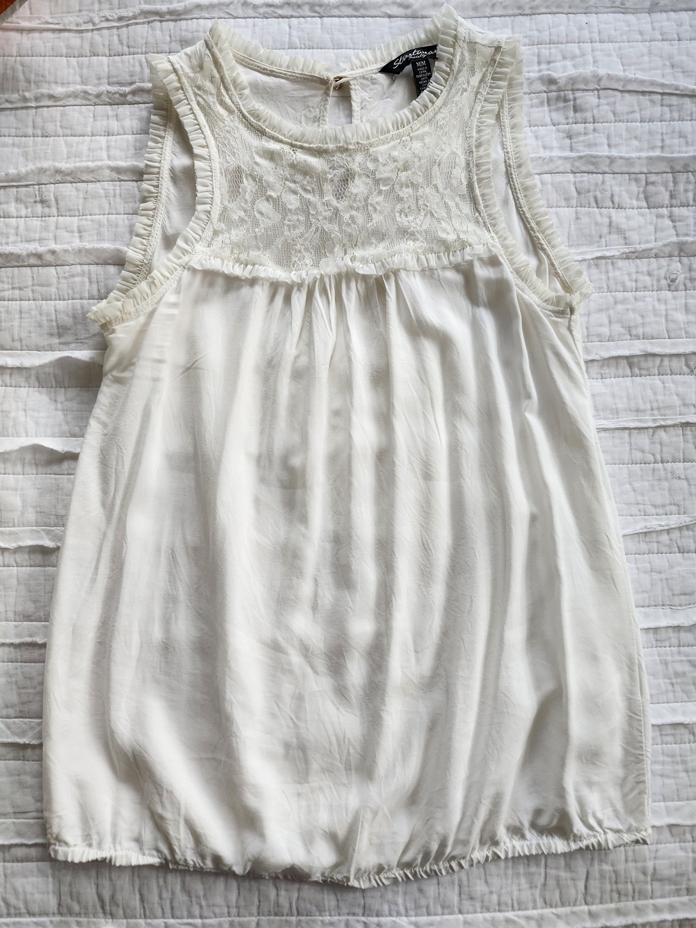 Streetwear Society White Ruffled Neck Blouse Tank Top - Picture 2 of 6